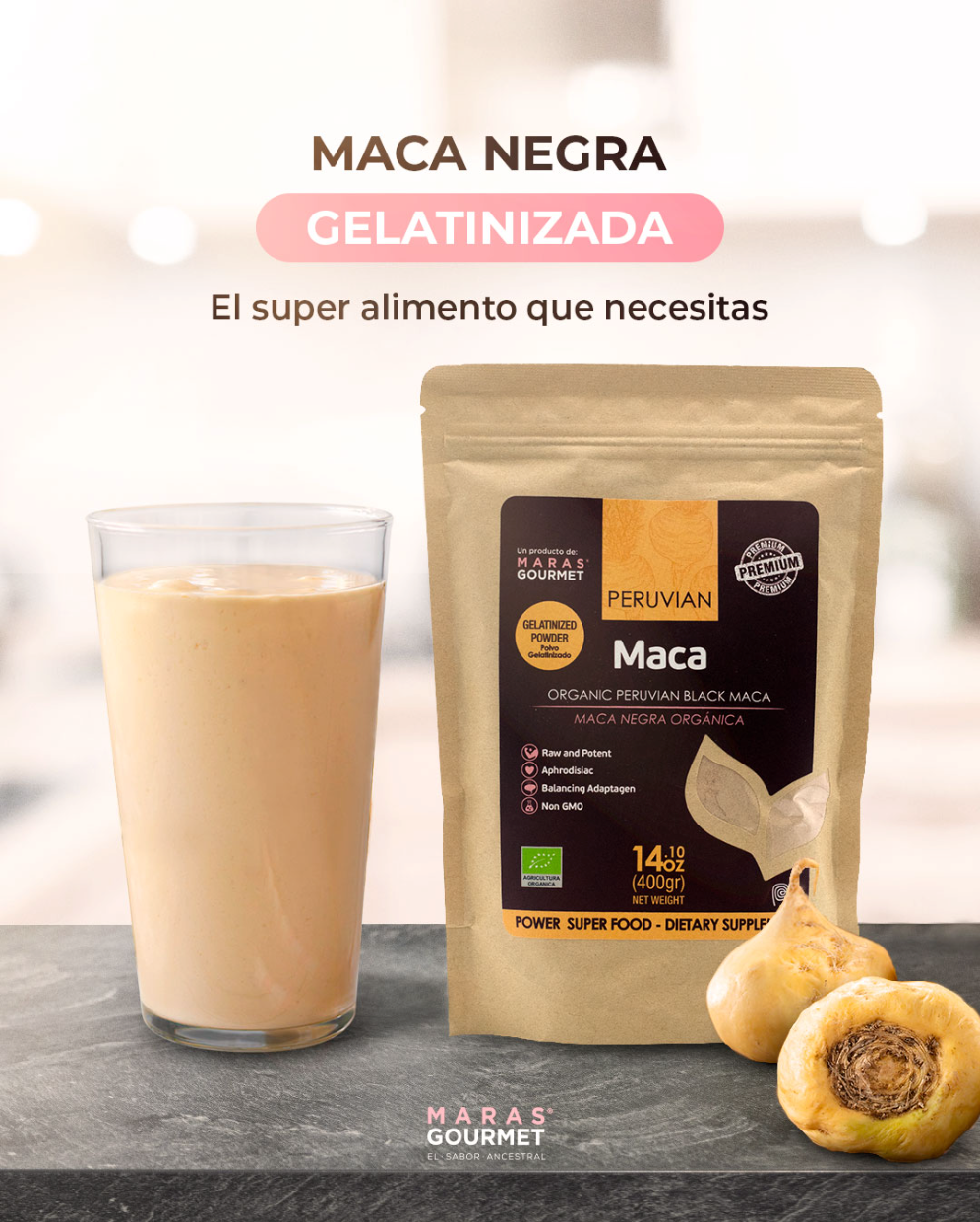 Maca noire bio Andes Nature, format 400 g